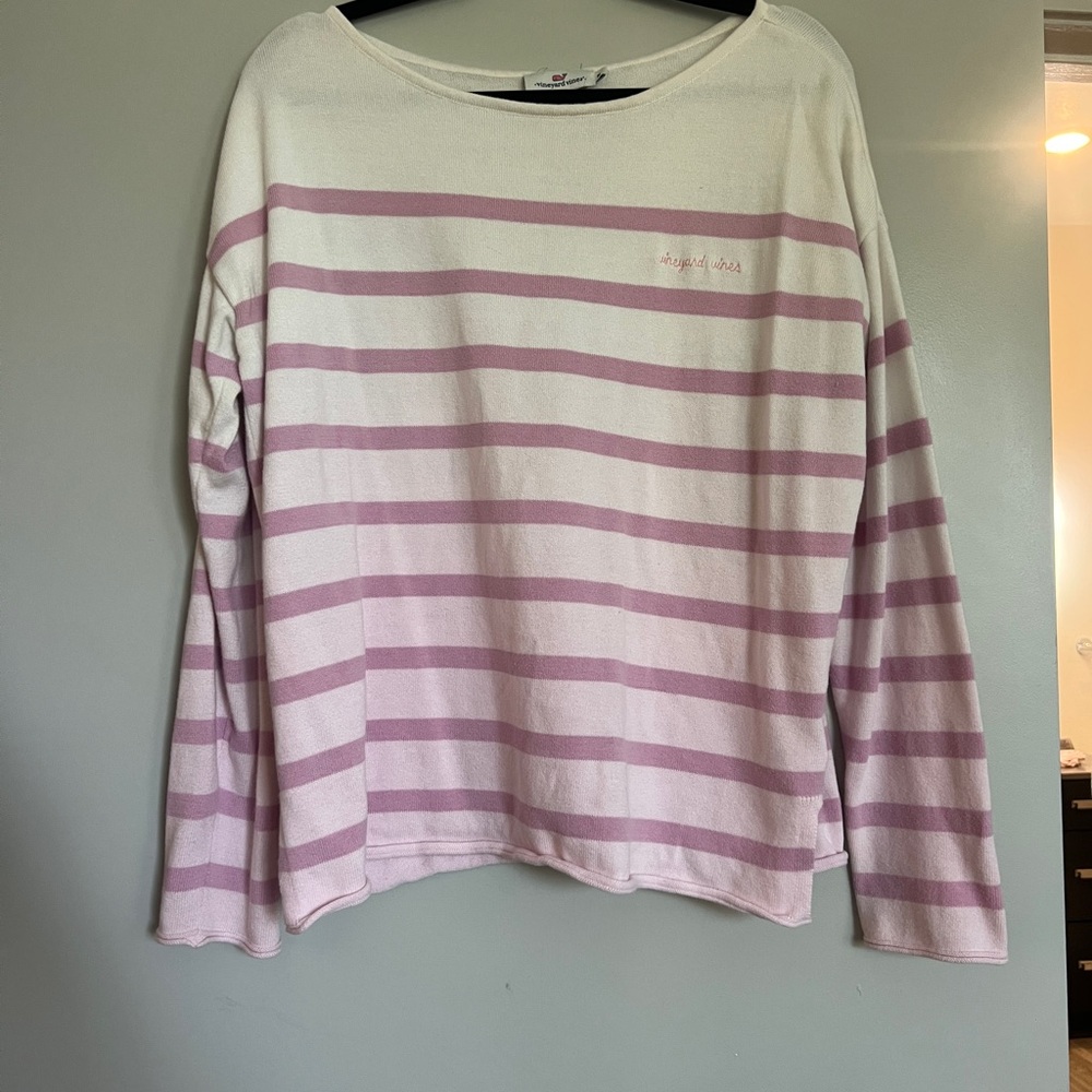 Vineyard Vines Pink and White Striped Sweater